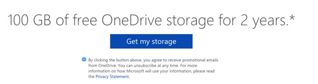 Microsoft бесплатно раздает 100 ГБ в OneDrive на 2 года, но не всем