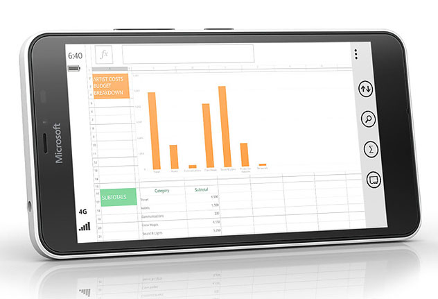 Excel на смартфоне Microsoft Lumia