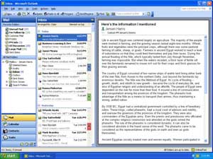 Окно программы Microsoft Outlook