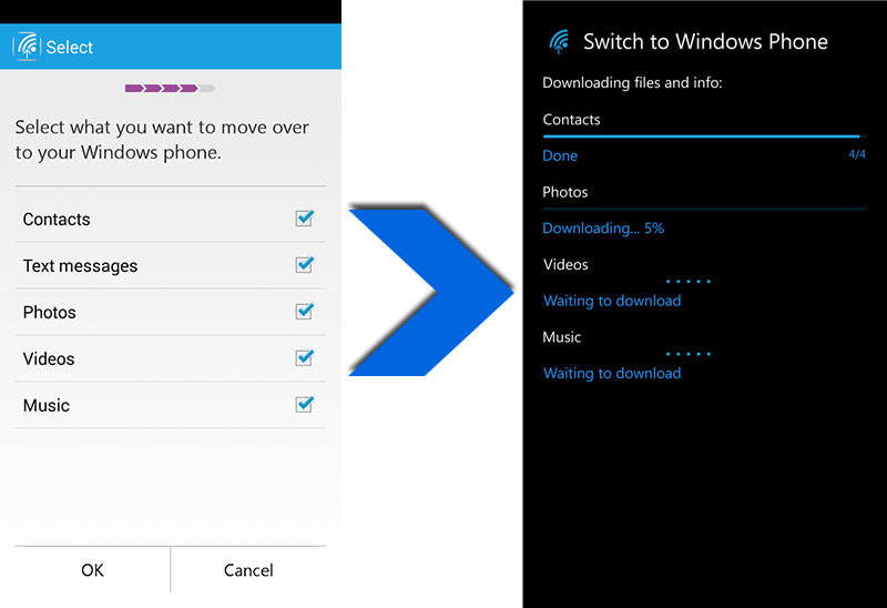 Бесплатное приложение Switch to Windows Phone существует в двух версиях
