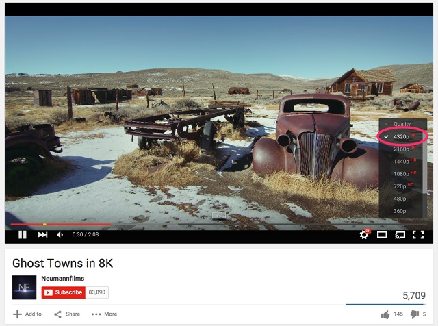 На YouTube появилось первое видео в разрешении 8K