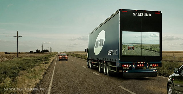 Samsung тестирует инновационный грузовик с мониторами