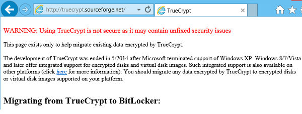 Скриншот страницы truecrypt.sourceforge.net