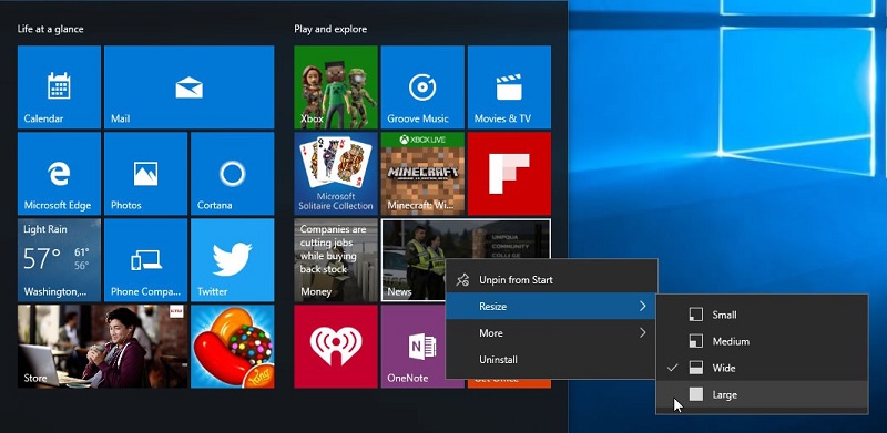 В Windows 10 Build 10558 появилось новое контекстное меню в «Пуске»