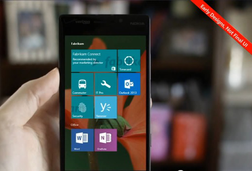 Скриншот мобильной версии Windows 10